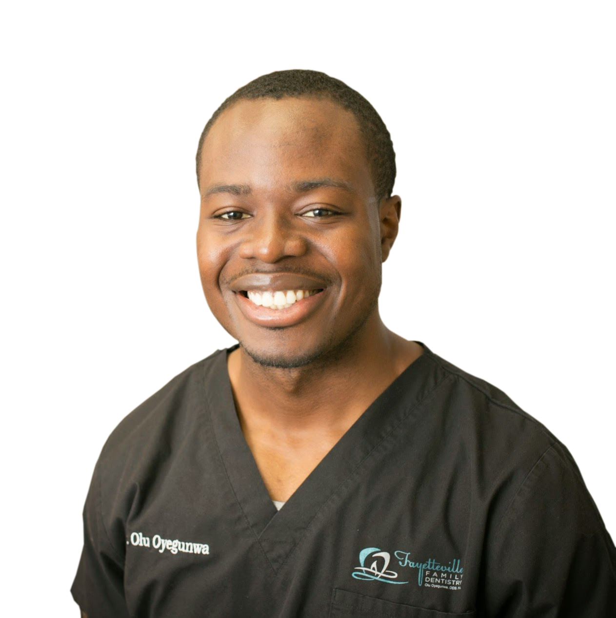 Headshot of Dr. Olu Oyegunwa, with O2 Dentistry of Fayetteville as a happy Firegang dental marketing company client