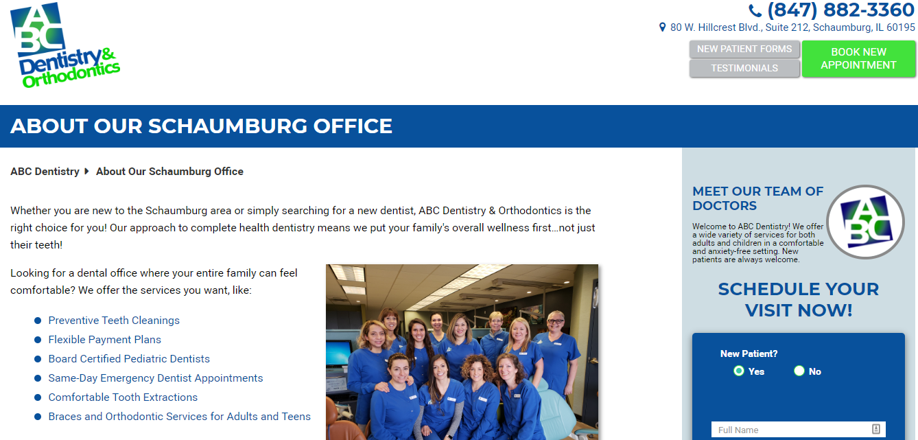 ABC Dentistry staff page screenshot