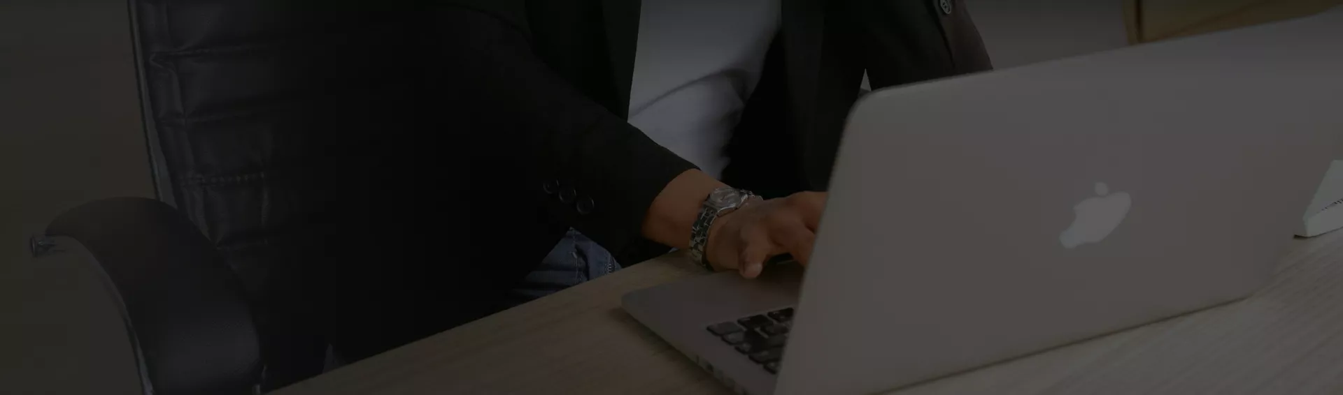 Man checking blog through laptop