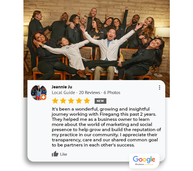 Jeannie Ju five star Google review for Firegang screenshot